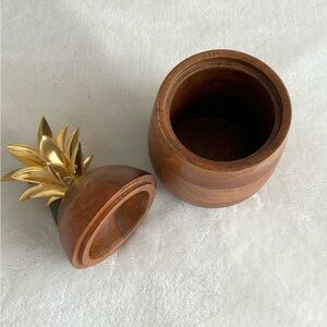 Wooden Pineapple storage decor with lid and Gold detail